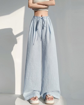 Low-waist casual pants plaid wide leg pants for women