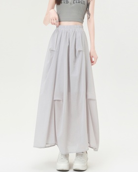 High waist fold skirt summer long dress for women