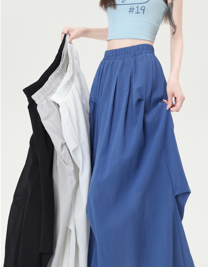 High waist fold skirt summer long dress for women