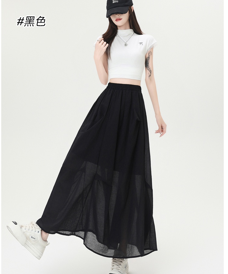 High waist fold skirt summer long dress for women
