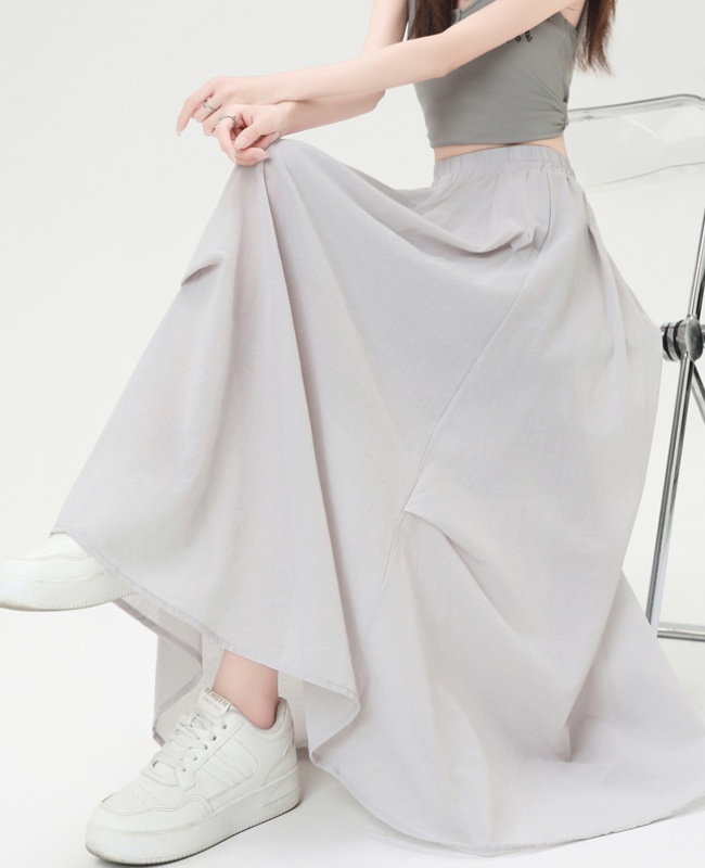 High waist fold skirt summer long dress for women