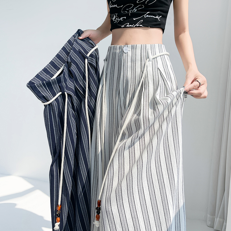 Slim mopping culottes summer cotton linen suit pants