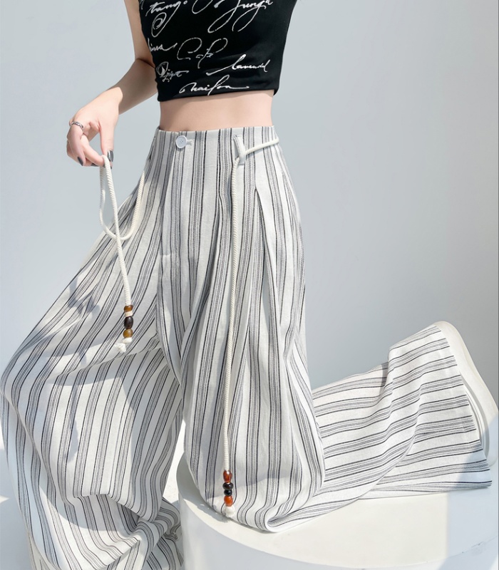 Slim mopping culottes summer cotton linen suit pants