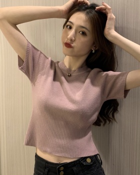 Pinched waist short sleeve summer sweater