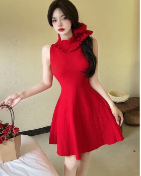 Wood ear France style dress halter sleeveless dress