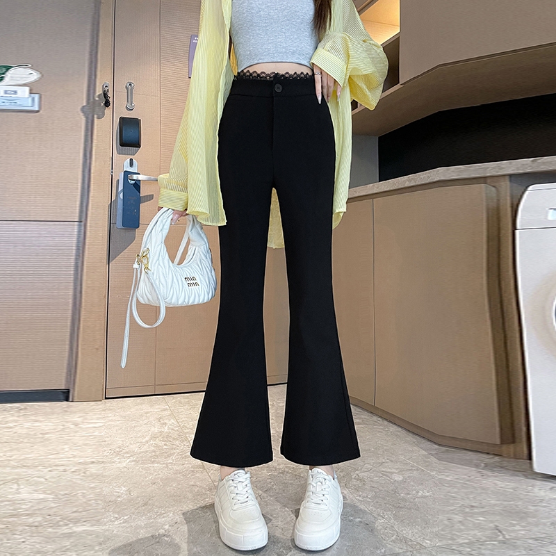 Slim high waist flare pants black suit pants for women