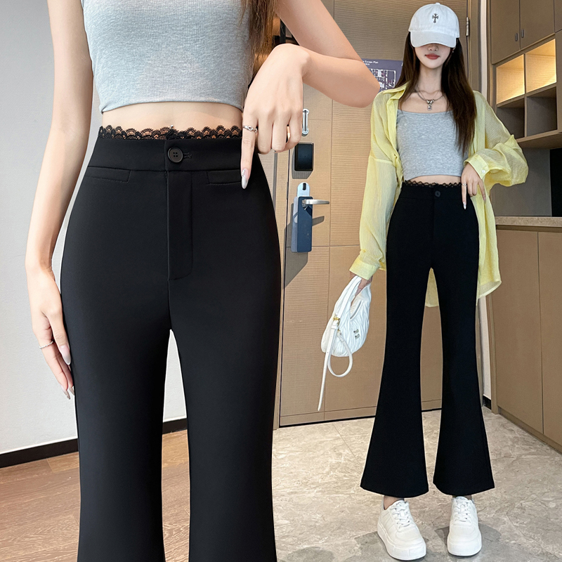 Slim high waist flare pants black suit pants for women