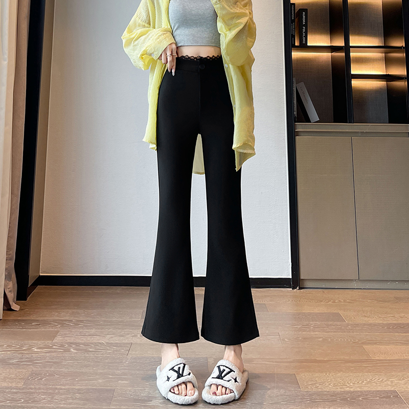 Slim high waist flare pants black suit pants for women