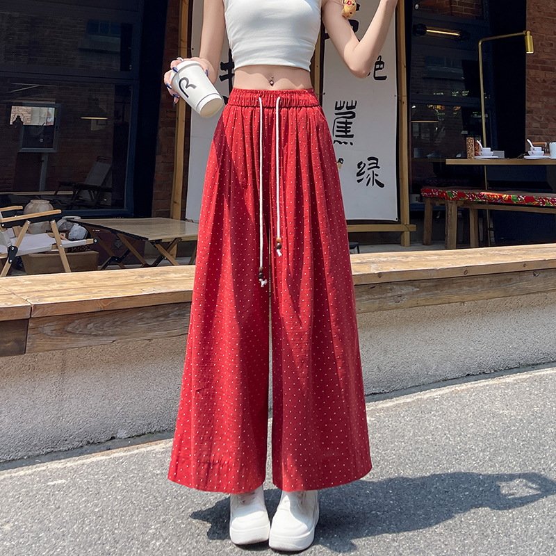 Ice silk culottes nine tenths wide leg pants for women