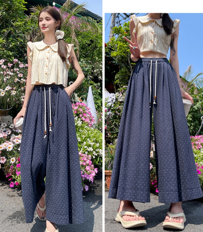 Ice silk culottes nine tenths wide leg pants for women