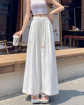 Nine tenths wide leg pants cotton linen trousers for women
