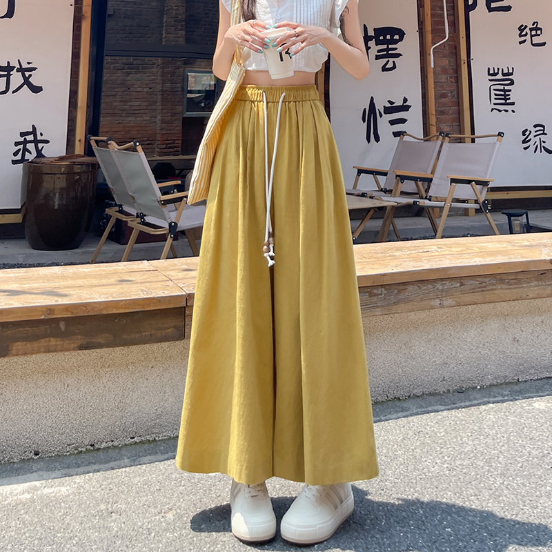 Nine tenths wide leg pants cotton linen trousers for women