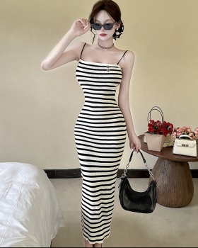 Knitted France style strap dress summer dress for women