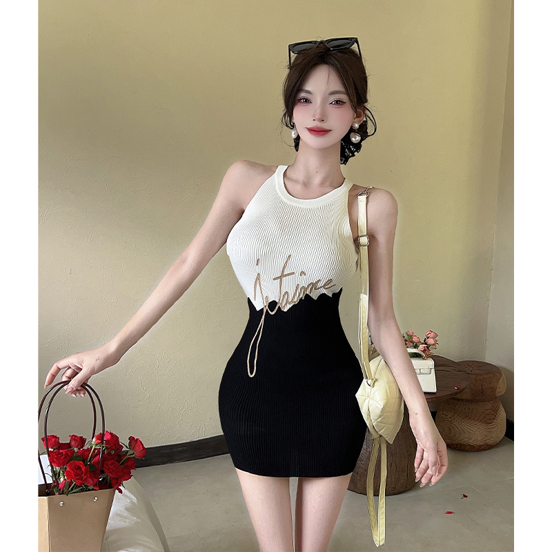 Package hip knitted sexy ladies wrapped chest dress