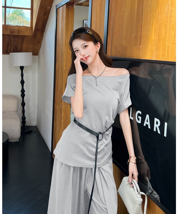 High waist wide leg pants strapless tops 2pcs set for women