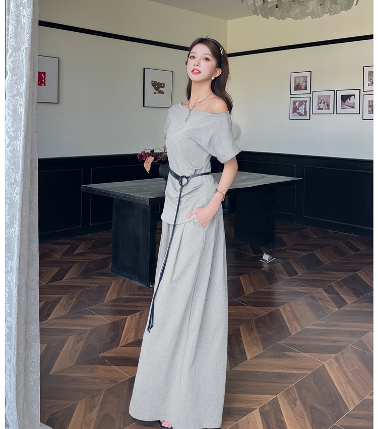 High waist wide leg pants strapless tops 2pcs set for women
