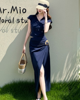 Korean style lazy tops slim skirt 2pcs set