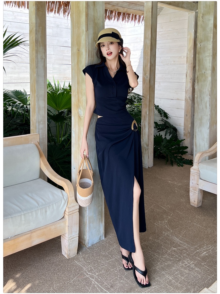 Korean style lazy tops slim skirt 2pcs set