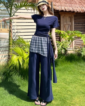 Summer casual pants show young tops 2pcs set for women