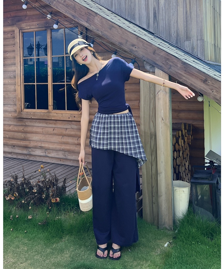 Summer casual pants show young tops 2pcs set for women