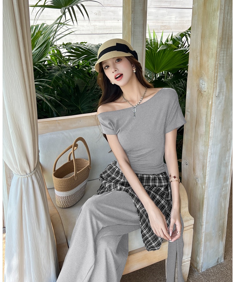 Summer casual pants show young tops 2pcs set for women