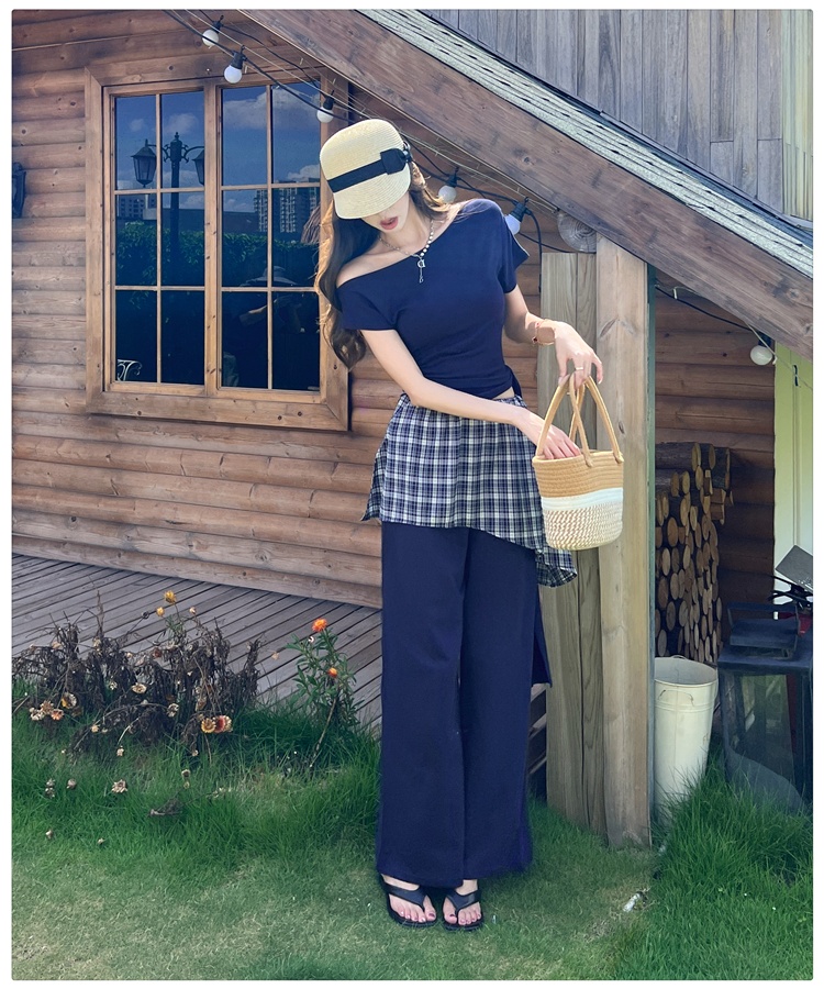 Summer casual pants show young tops 2pcs set for women