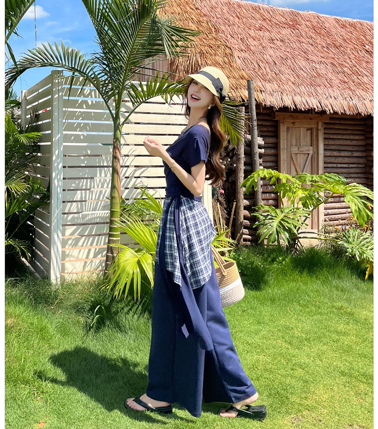 Summer casual pants show young tops 2pcs set for women