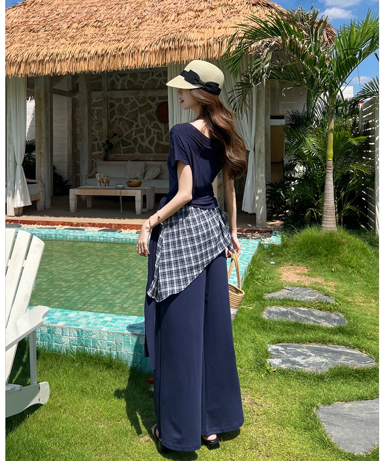 Summer casual pants show young tops 2pcs set for women