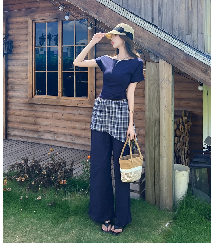 Summer casual pants show young tops 2pcs set for women