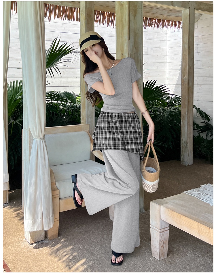 Summer casual pants show young tops 2pcs set for women
