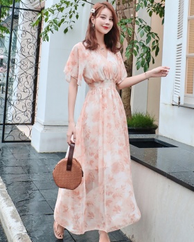 Refreshing slim long dress V-neck dress for women