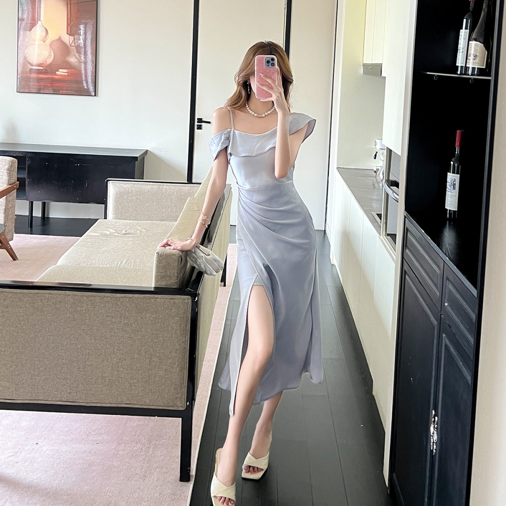 Elegant temperament dress strapless strap dress