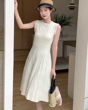 Light luxury knitted formal dress slim beading dress