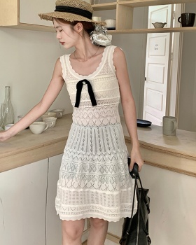 Knitted white sleeveless dress chanelstyle dress
