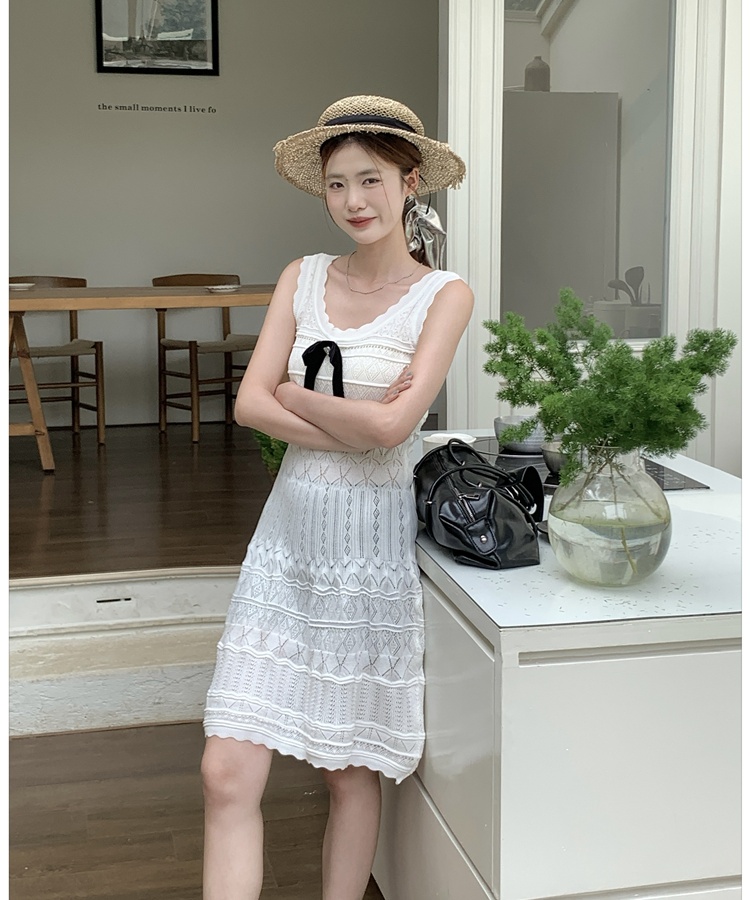 Knitted white sleeveless dress chanelstyle dress