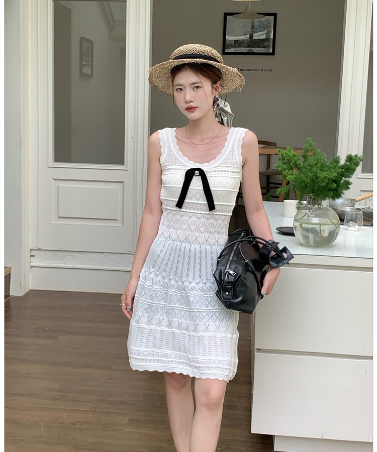 Knitted white sleeveless dress chanelstyle dress