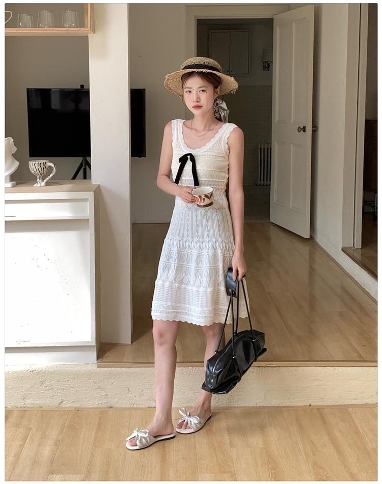 Knitted white sleeveless dress chanelstyle dress