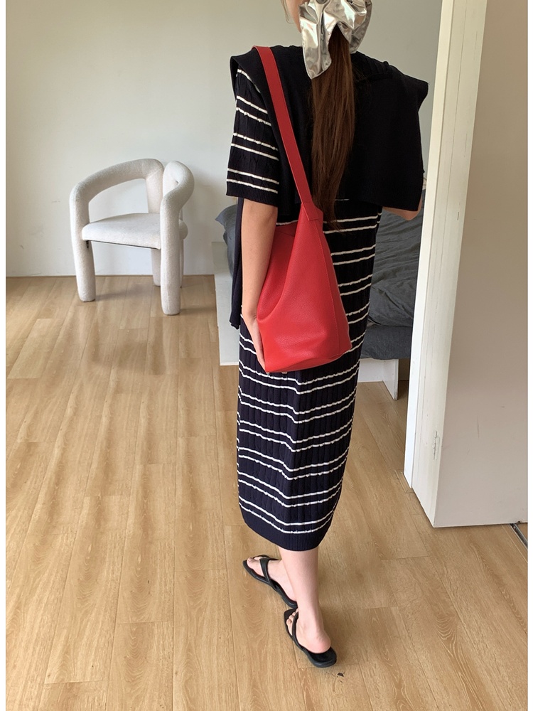 France style slim shawl short sleeve dress 2pcs set