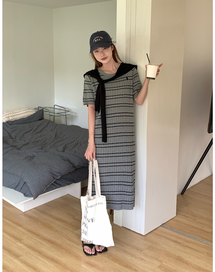 France style slim shawl short sleeve dress 2pcs set