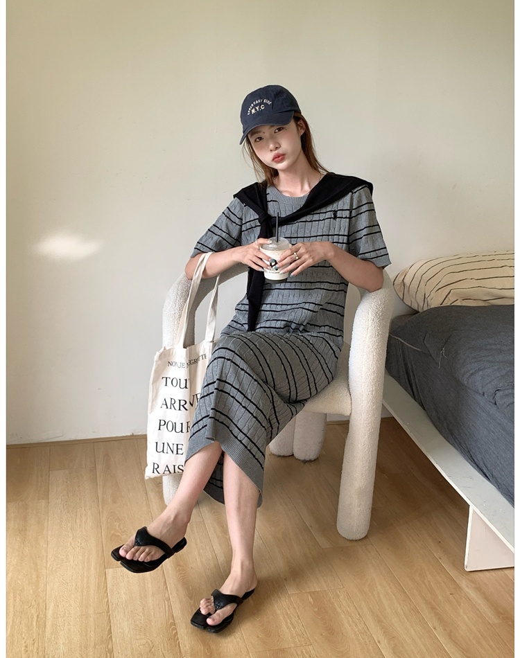 France style slim shawl short sleeve dress 2pcs set