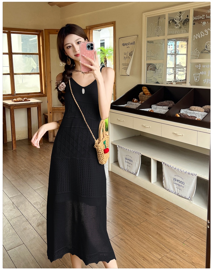 Hollow dress slim long dress a set for women