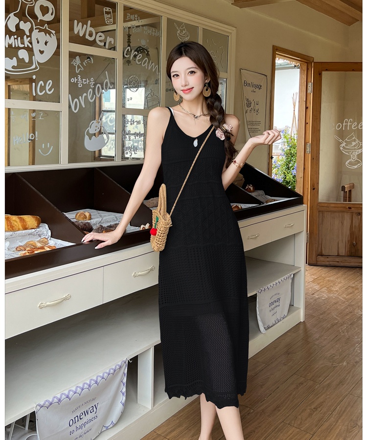Hollow dress slim long dress a set for women