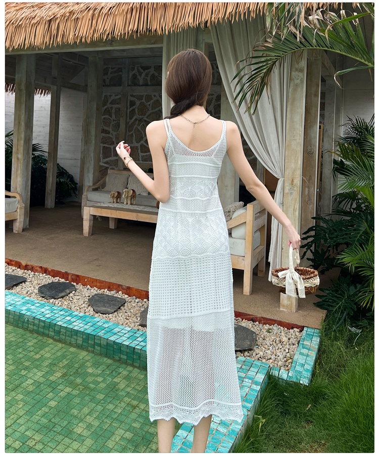 Hollow dress slim long dress a set for women
