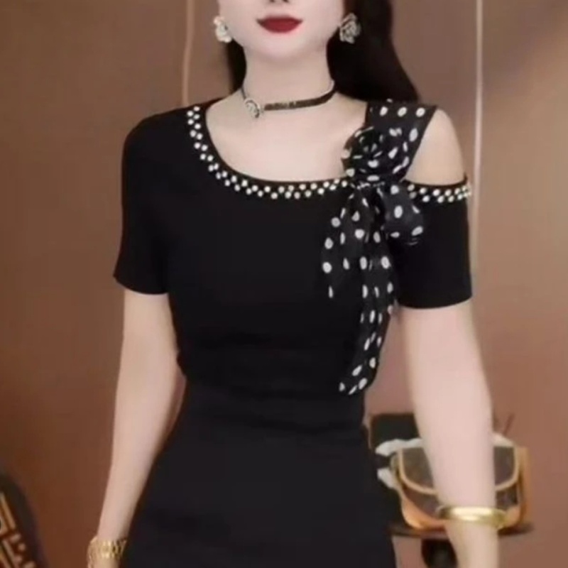 All-match elegant slim short sleeve T-shirt for women