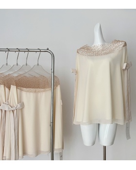 Chiffon shirt pearl cloak
