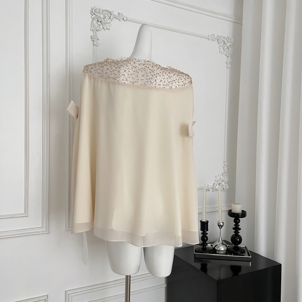 Chiffon shirt pearl cloak