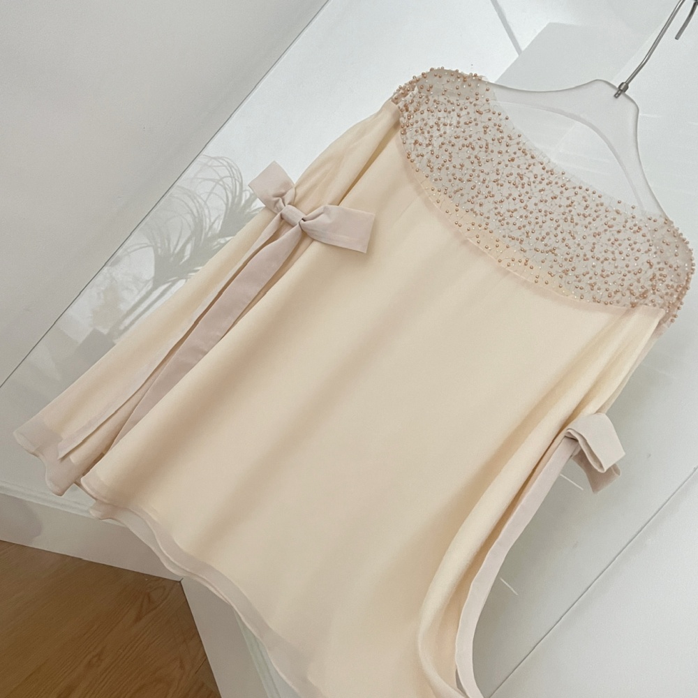 Chiffon shirt pearl cloak