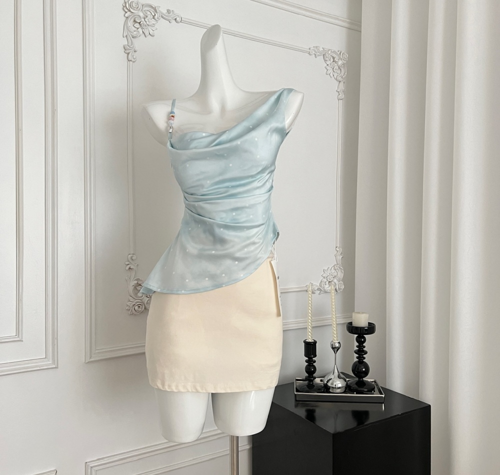 Swan summer short skirt wrapped chest sling tops a set