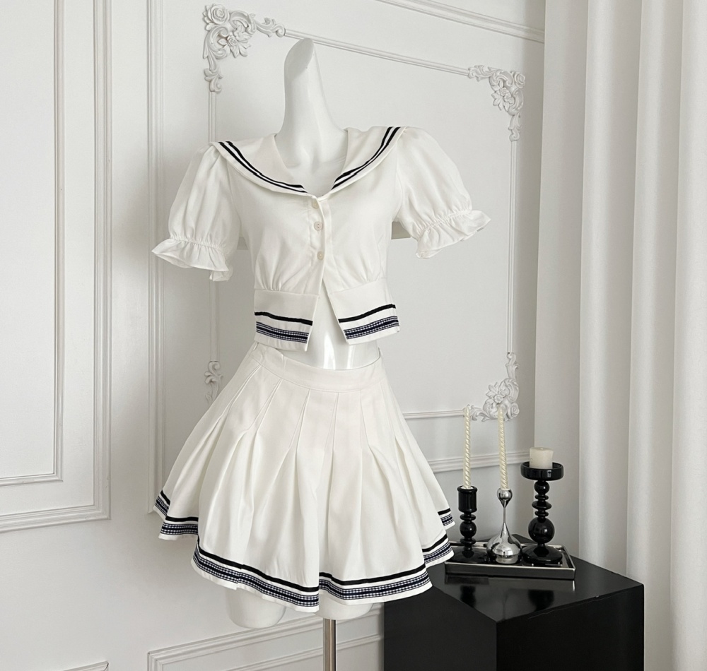 College style short skirt tops a set for women