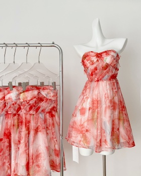 Sequins chiffon laminated fold beads dress for women